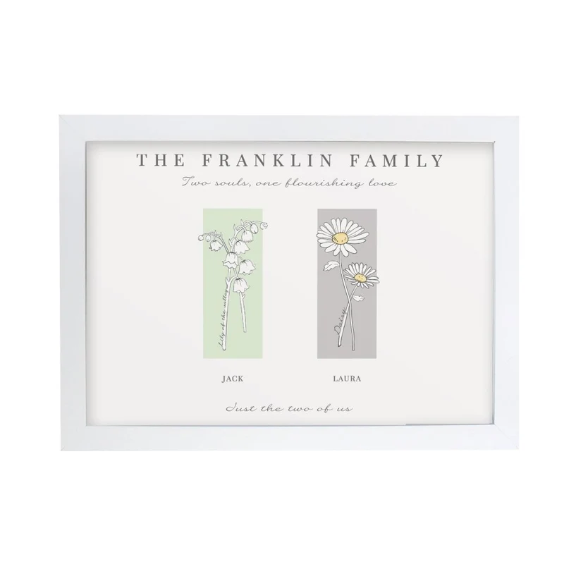 Personalised Flower Of The Month Family A4 Framed Print
