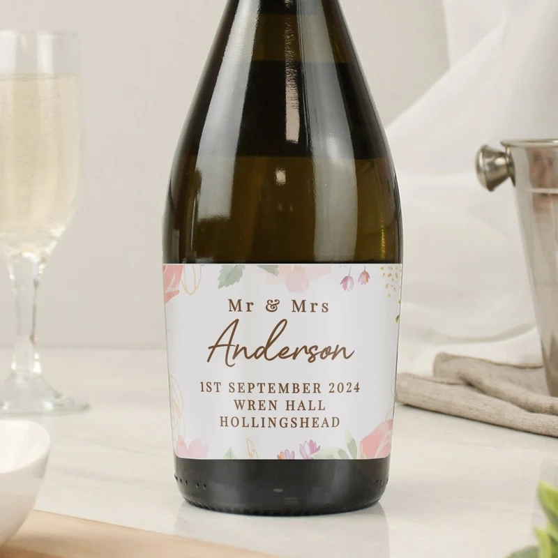 Personalised Floral Watercolour Bottle Of Prosecco