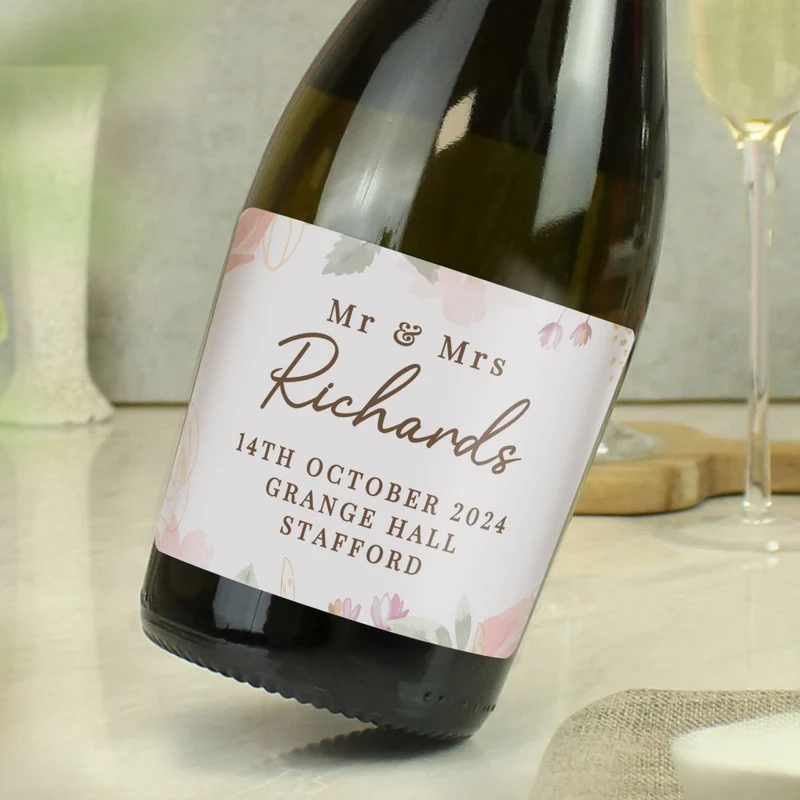 Personalised Floral Watercolour Bottle Of Prosecco