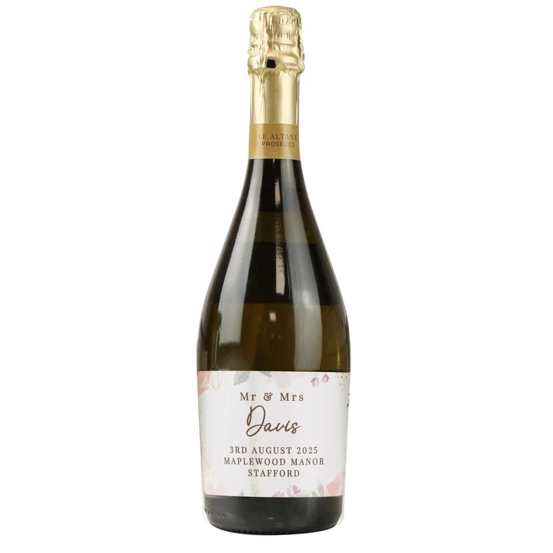 Personalised Floral Watercolour Bottle Of Prosecco