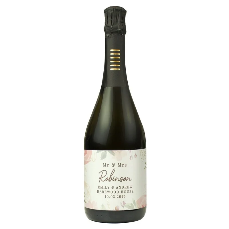 Personalised Floral Watercolour Bottle Of Prosecco
