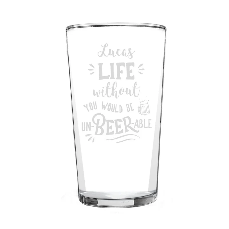 Personalised Un-Beer-Able Pint Glass