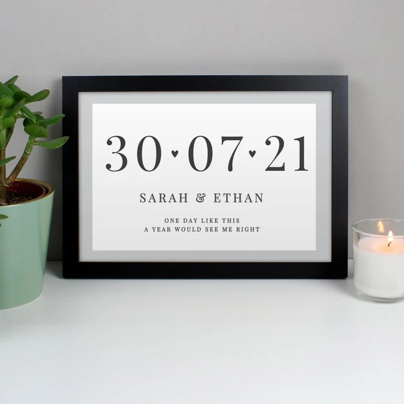 Personalised Special Date A4 Black Framed Print
