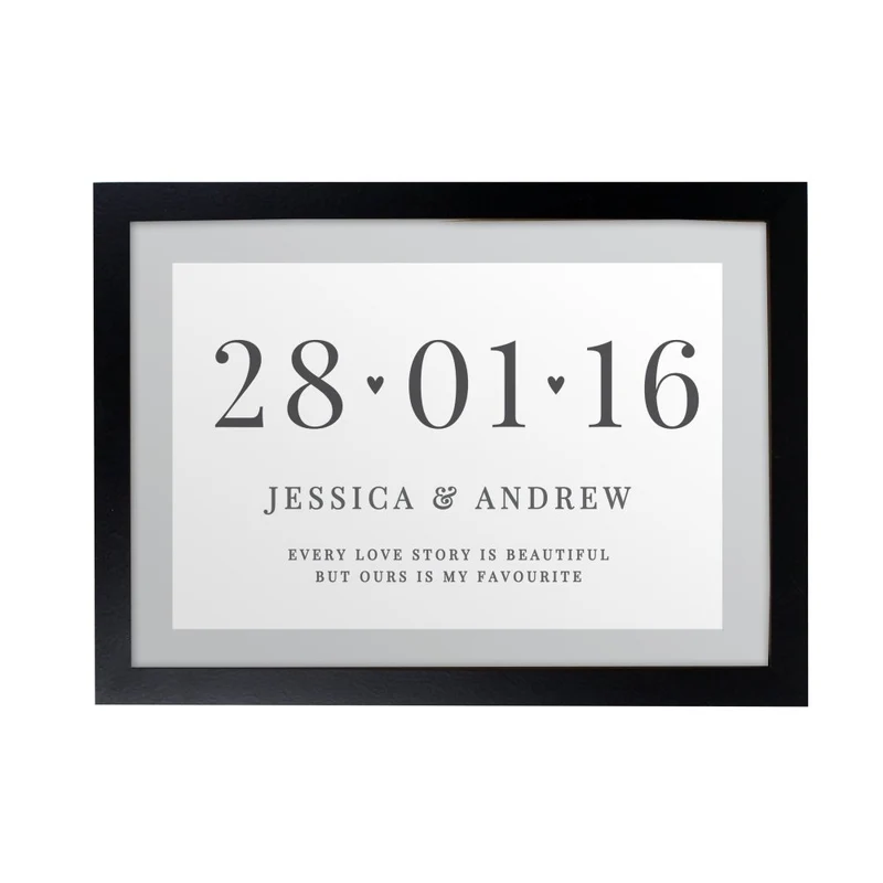 Personalised Special Date A4 Black Framed Print