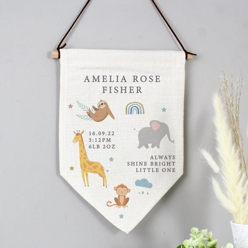 Personalised Safari Animals Hanging Banner