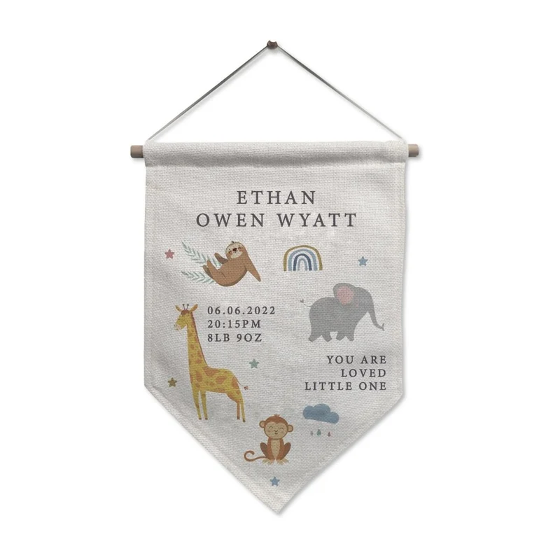 Personalised Safari Animals Hanging Banner