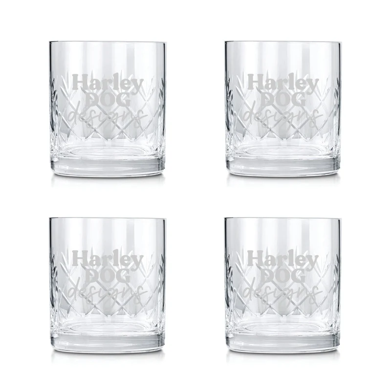 Engraved Cut Glass Logo Tumblers - Set of 4