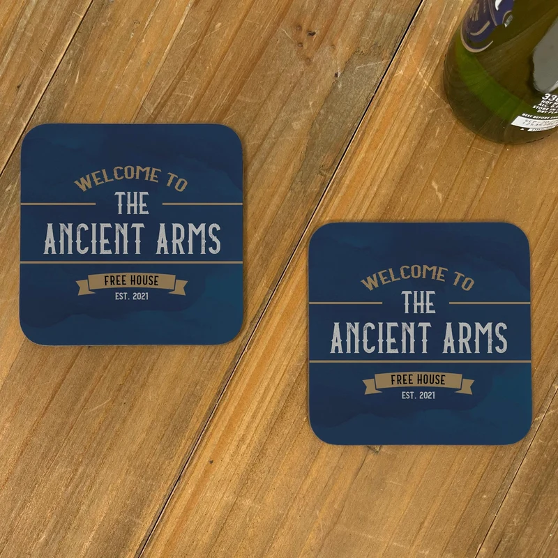 Vintage Home Bar Accessories - 2 Coaster Set