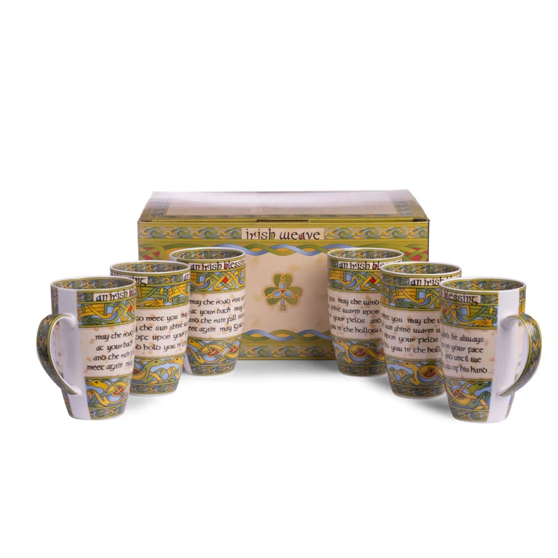 Bone China Irish Blessing Mug, Set of 6