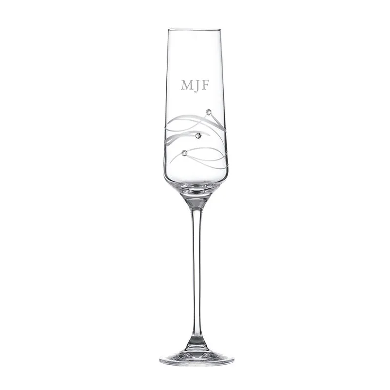 Personalised Spiral Champagne Flute With Swarovski Crystals