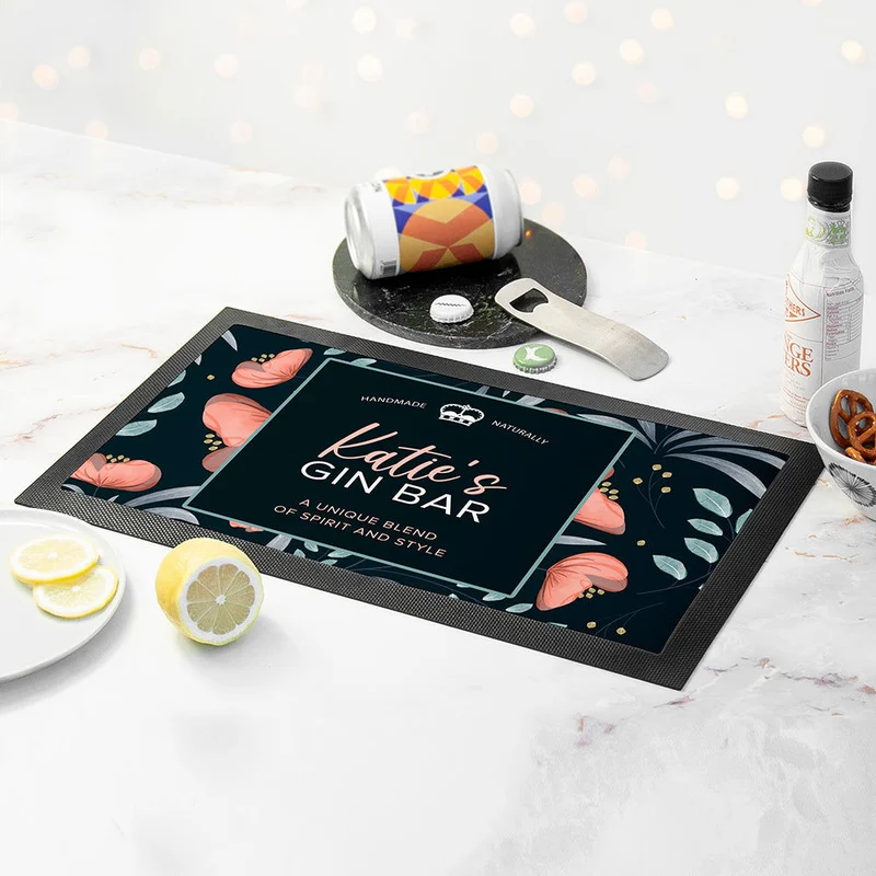Personalised Blooming Gin Bar Mat