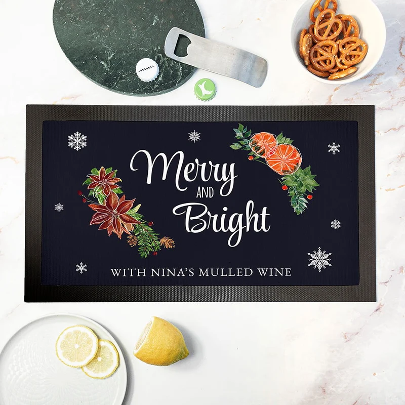Personalised Floral Bar Mat