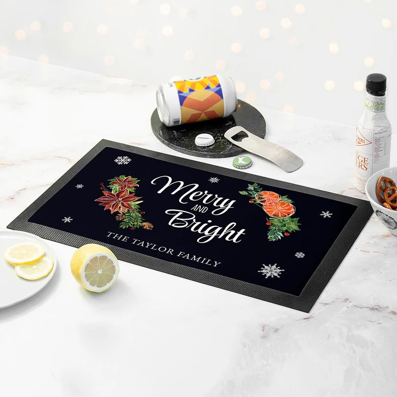 Personalised Floral Bar Mat