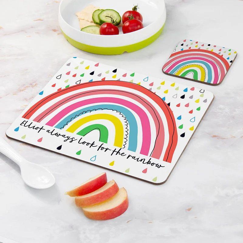 Personalised Children's Rainbow Placemat Set
