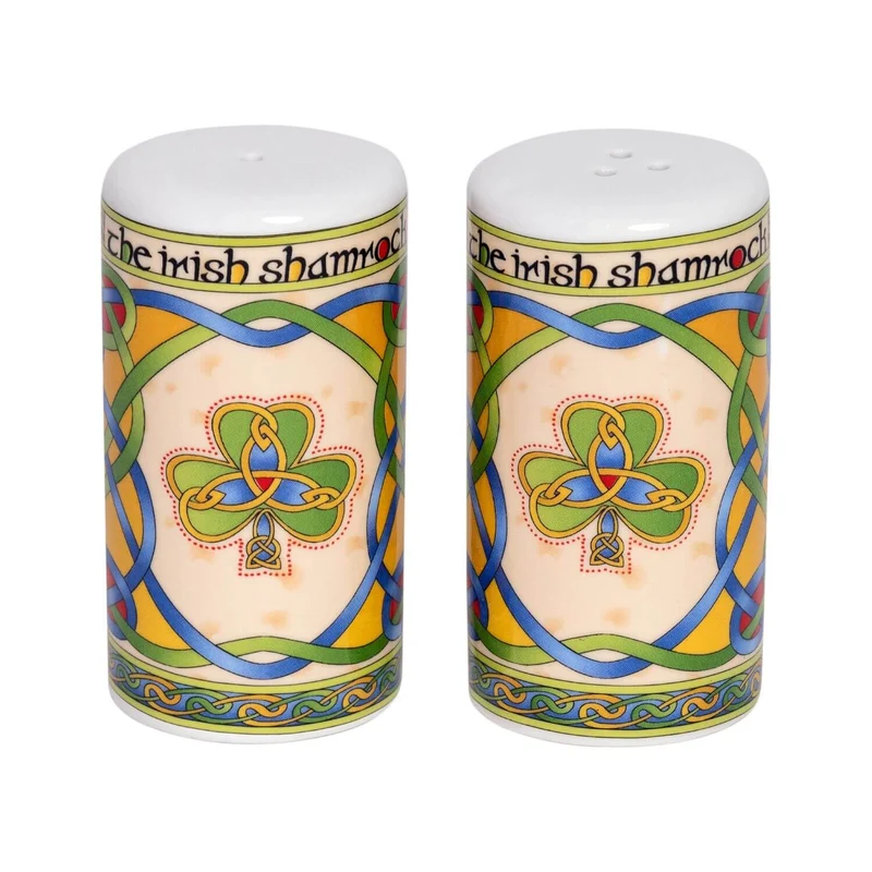 Irish Salt & Pepper Set with Shamrocks
