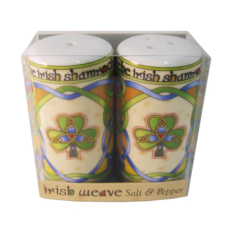 Irish Salt & Pepper Set with Shamrocks