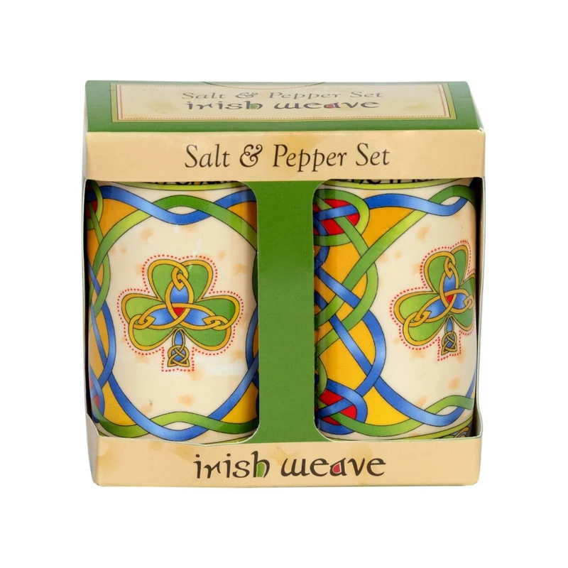Irish Salt & Pepper Set with Shamrocks
