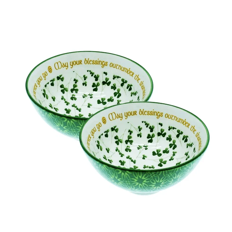 Ceramic Bowl with Irish Blessing and Shamrocks