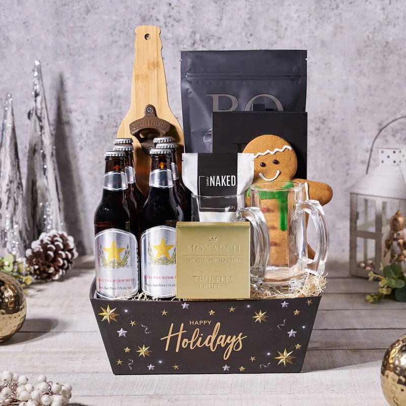 Christmas Beer & Snacks Gift Basket