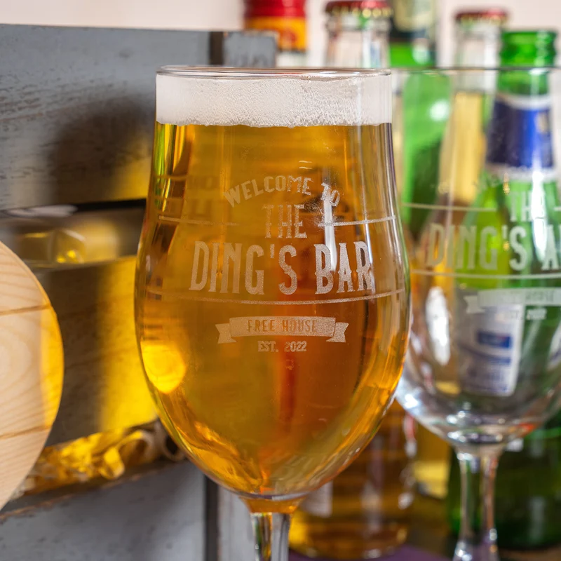 Set of Two Personalised Vintage Pub Design Beer Glasses