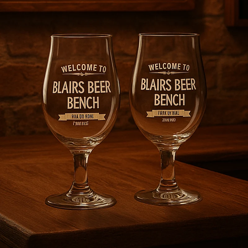 Set of Two Personalised Vintage Pub Design Beer Glasses