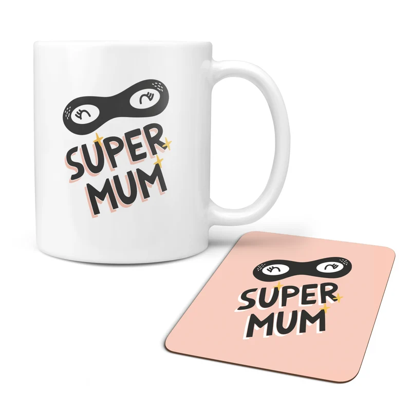 Super Hero Family Mug Set - Fun Mummy Daddy Baby Super Hero New Home Gift - Mama Papa Toddler Easter or Christmas Eve Present