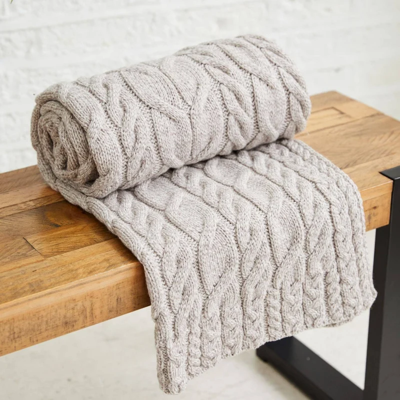 Silver Strand Supersoft Aran Cable Throw Blanket
