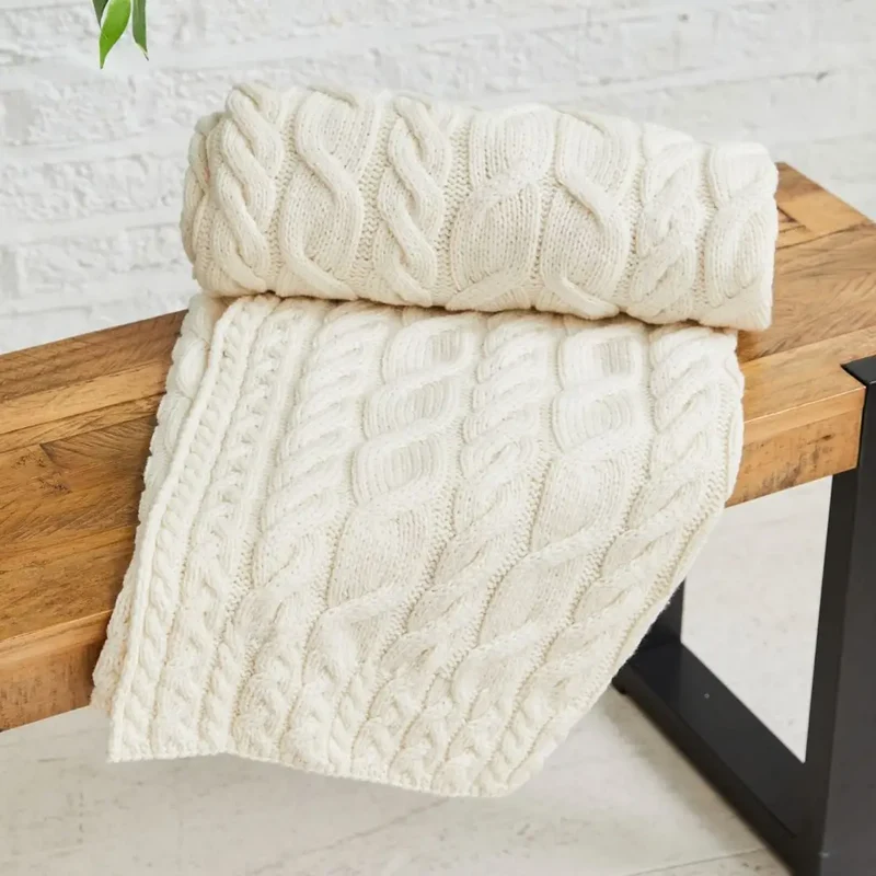 Silver Strand Supersoft Aran Cable Throw Blanket