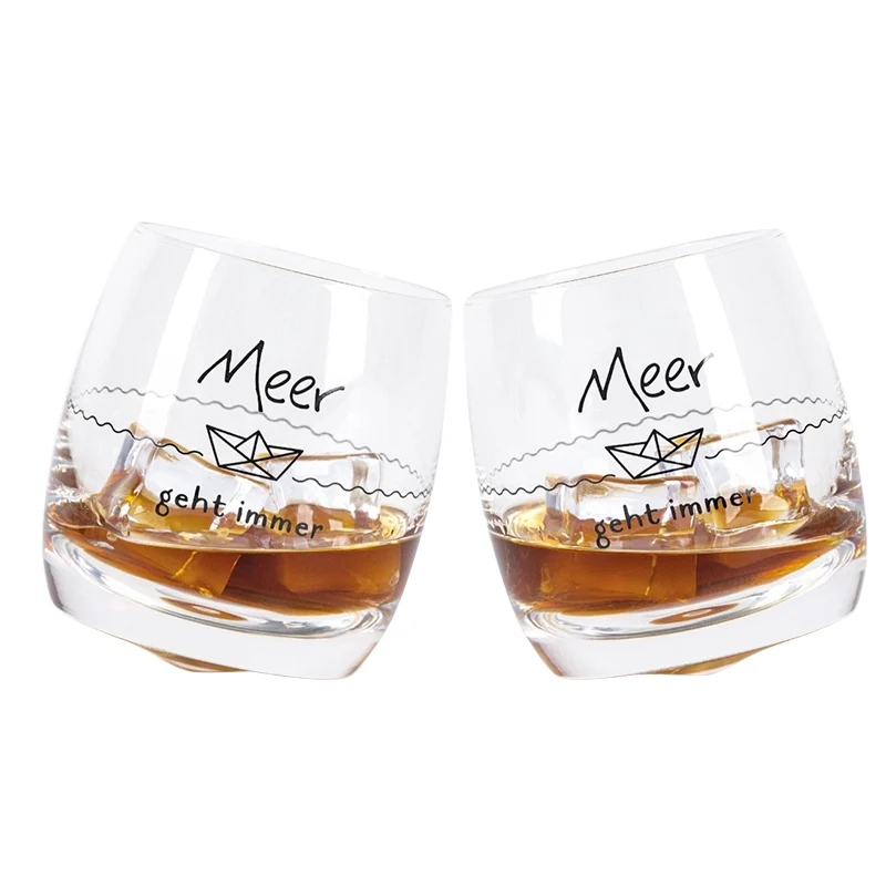 Wobbling Glas „Meer geht immer“ - 2er Set Das Glas wackelt, kippt aber nicht um.