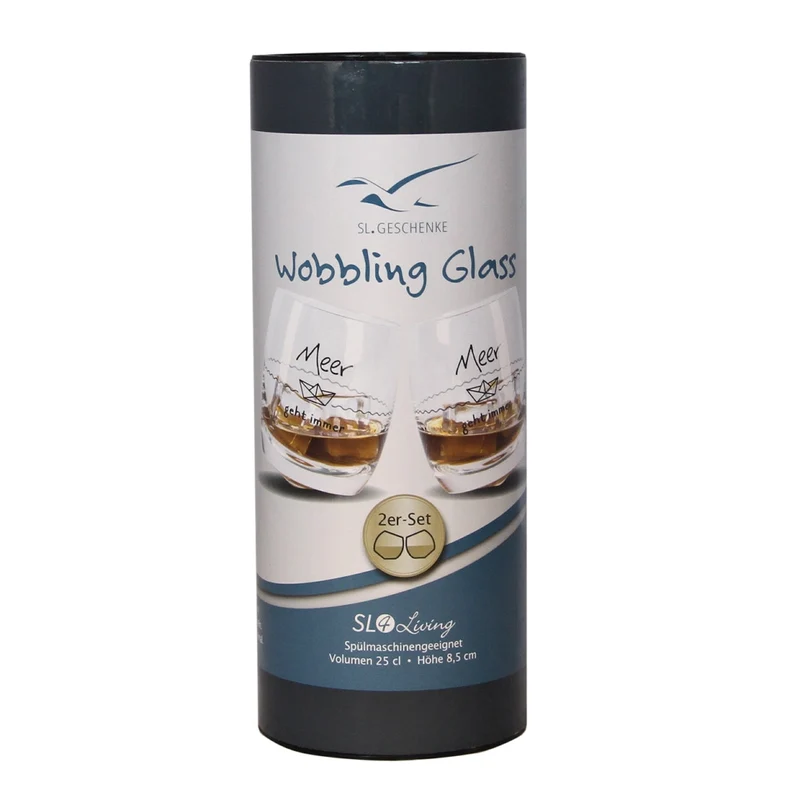 Wobbling Glas „Meer geht immer“ - 2er Set Das Glas wackelt, kippt aber nicht um.