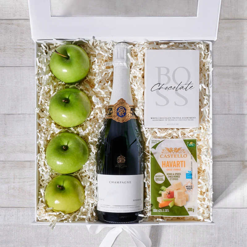 Fruit & Cheese Gift Box with Champagne