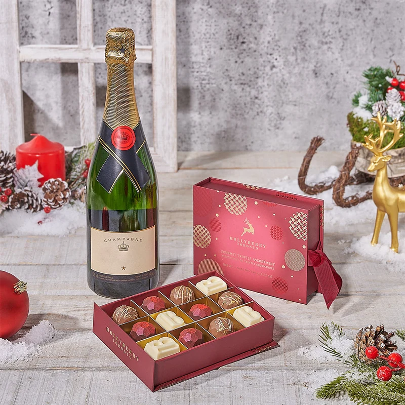 Holiday Champagne & Chocolate Gift Basket