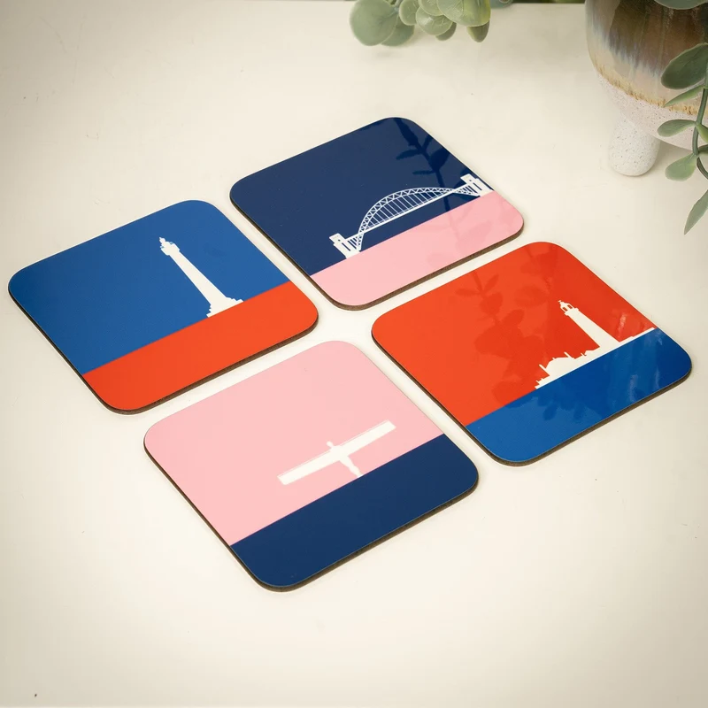 North East Gift Set of 4 Colourful Coasters