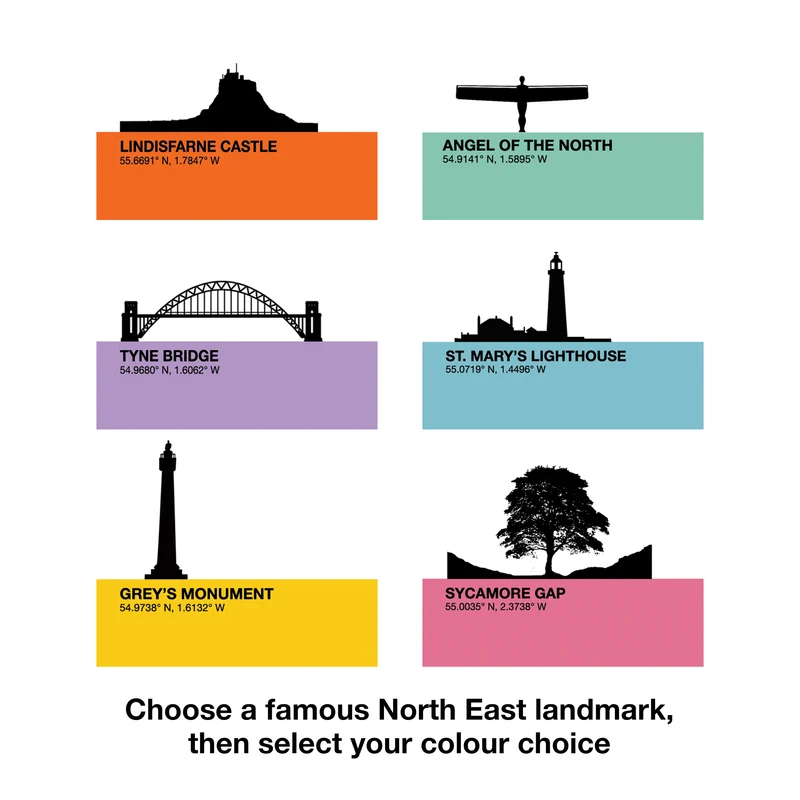North East Landmarks Tea Towel Prints