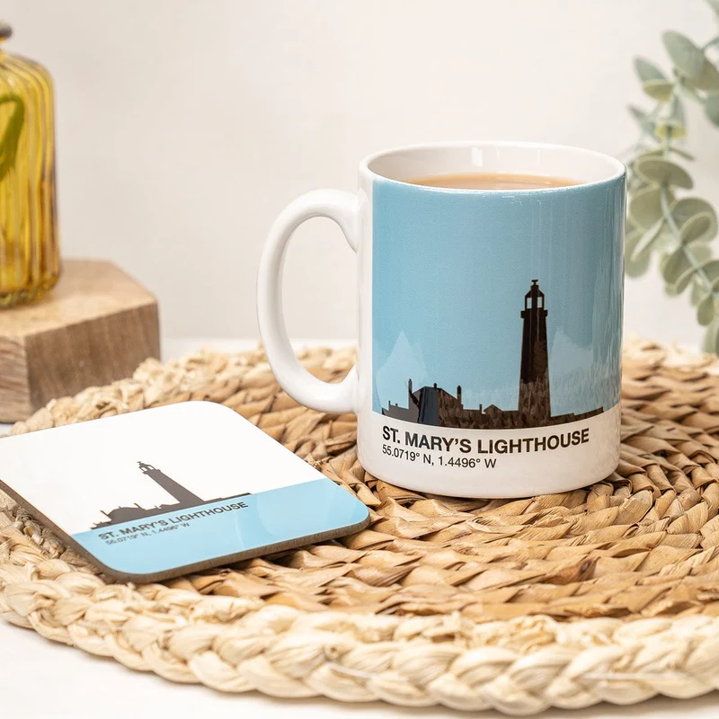 St Mary's Lighthouse Whitley Bay Mug & Optional Coaster