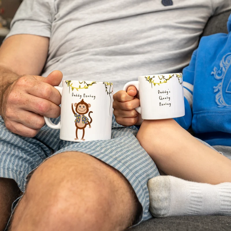Cheeky Monkey Personalised Family Mugs and Coasters