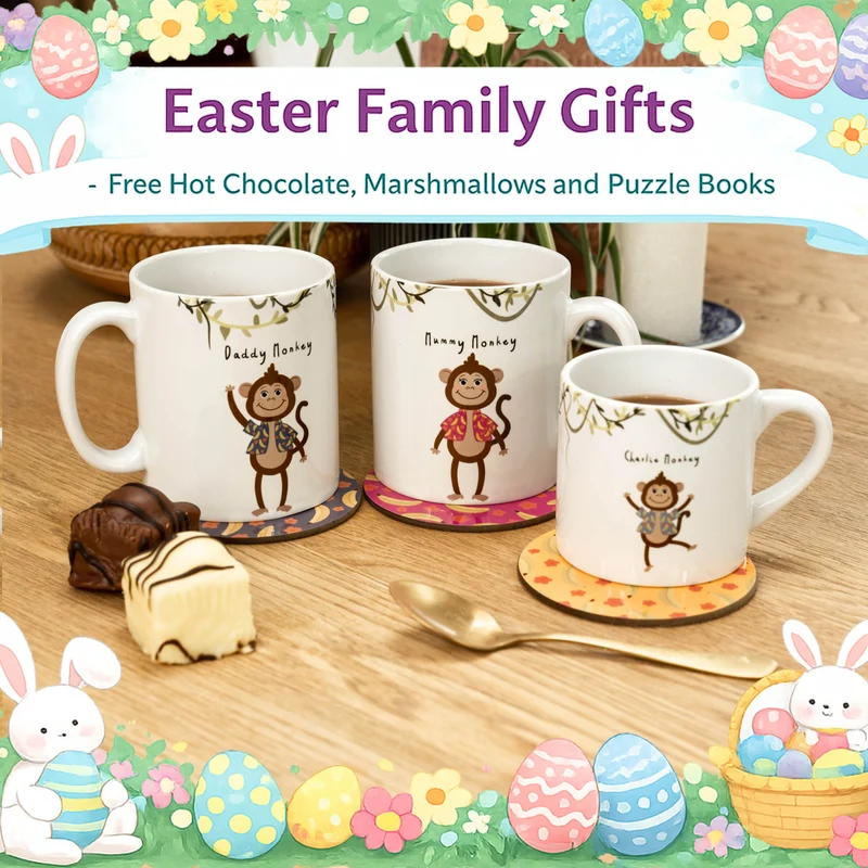 Cheeky Monkey Personalised Family Mugs and Coasters