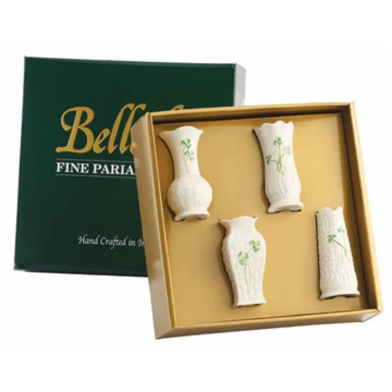 Set of 4 Mini Shamrock Vases