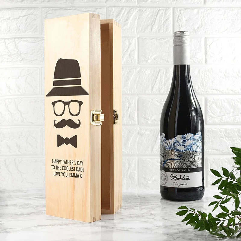 Personalised Hipster Wooden Wine Box