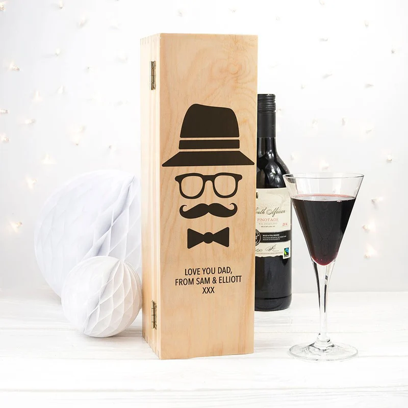 Personalised Hipster Wooden Wine Box