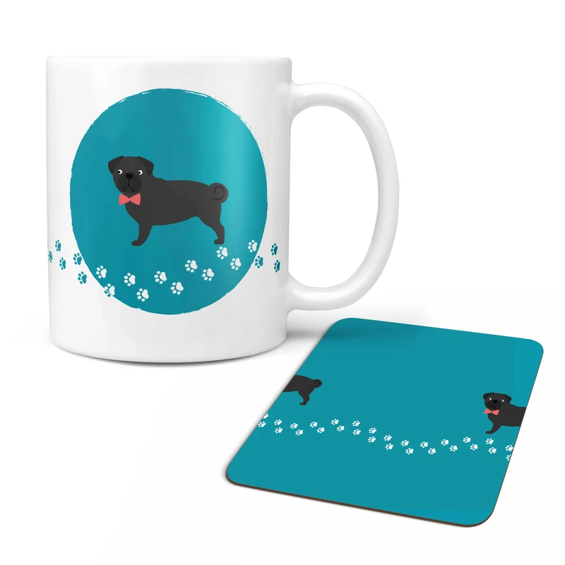 Personalised Pug Mug & Coaster Dog Gift Set