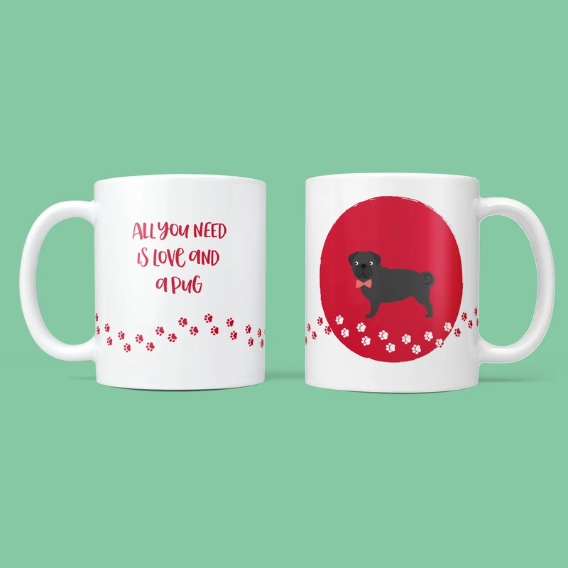 Personalised Pug Mug & Coaster Dog Gift Set