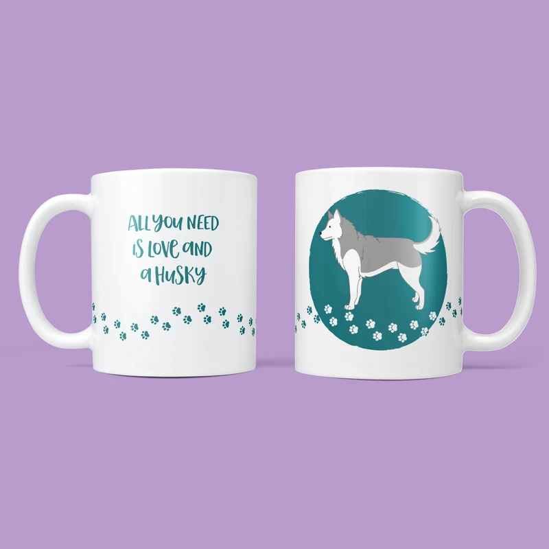 Personalised Husky Mug & Coaster Dog Gift Set