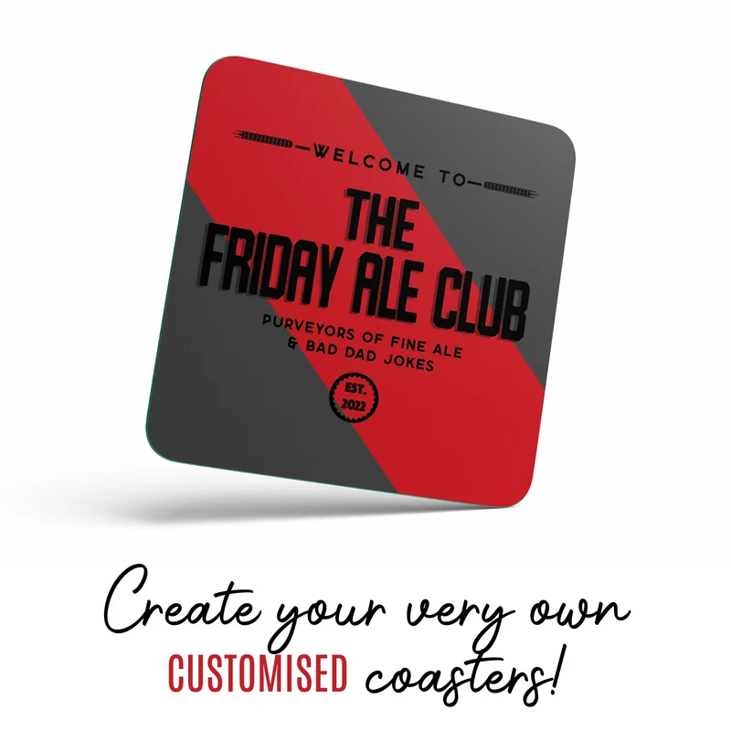 Personalised Craft Ale Coasters – Set of 4 Custom Home Bar Coasters
