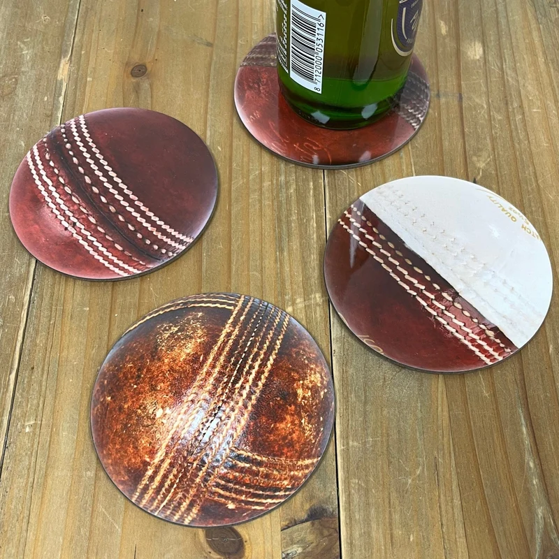 Vintage Cricket Ball Coasters – Set of 4