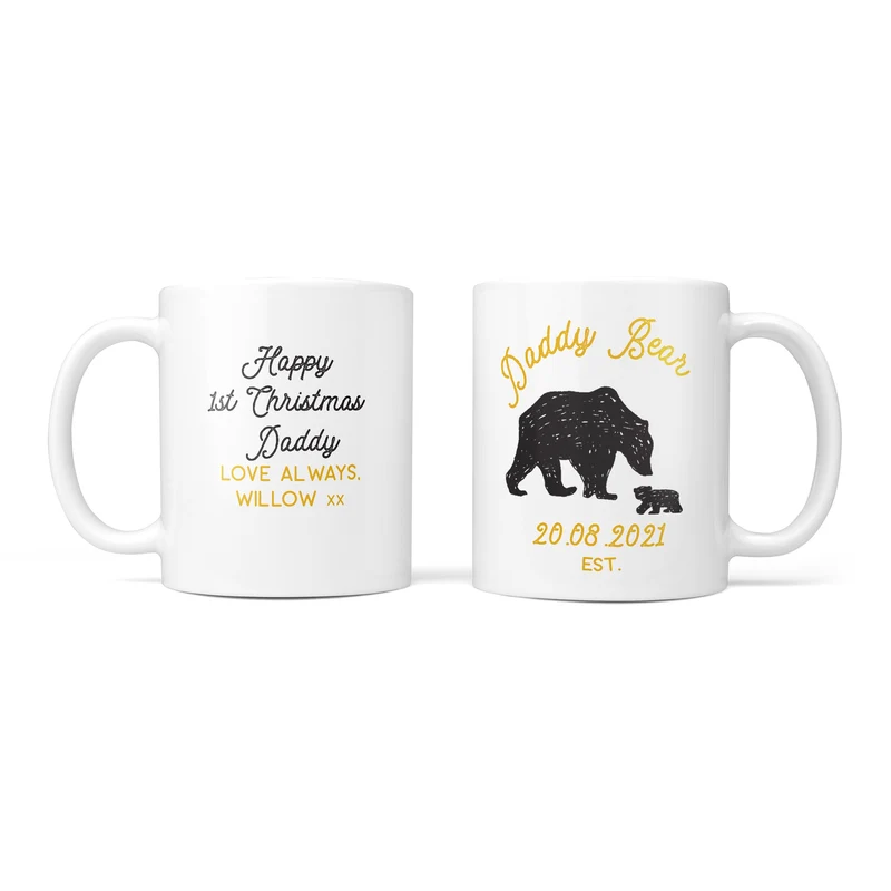 Daddy Bear Mug and Coaster Gift Set | Personalised for Dad's Birthday, Father's Day