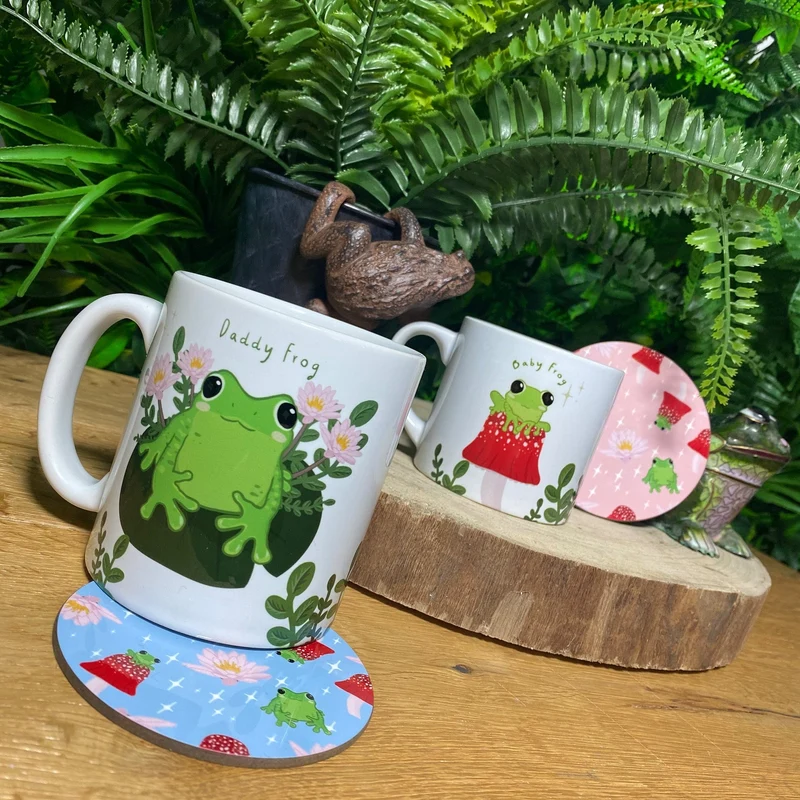 Family Frog Mugs & Coasters - Personalised Spring New Home Gift