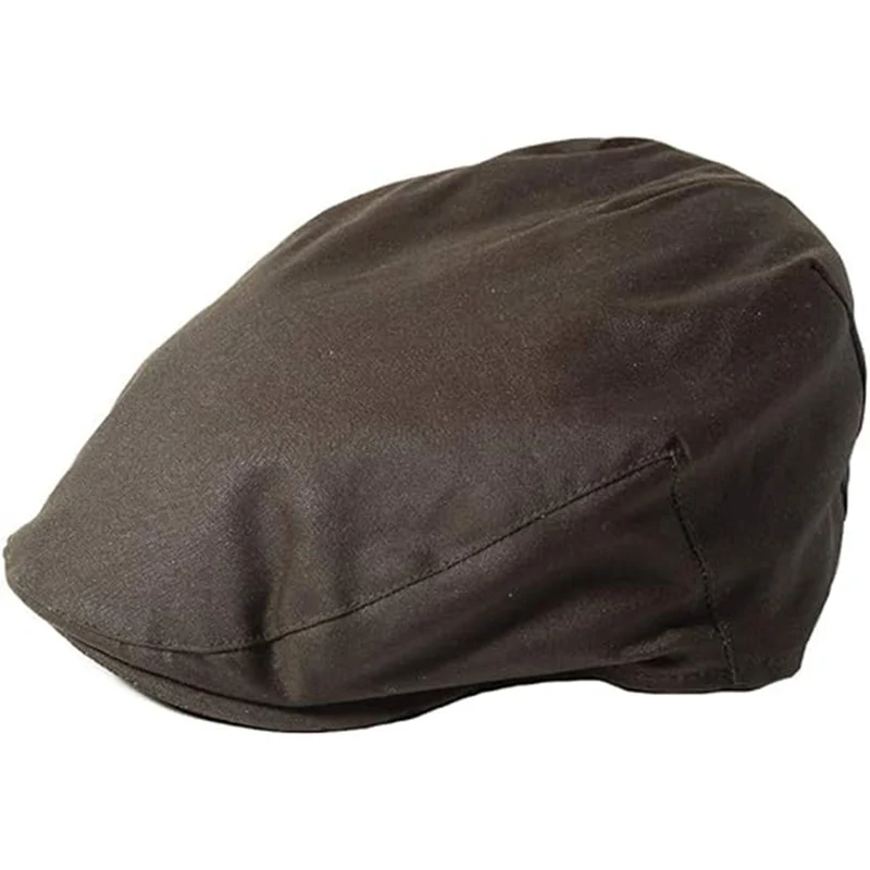 Men's Waxed Cotton Irish Flat Cap, Olive