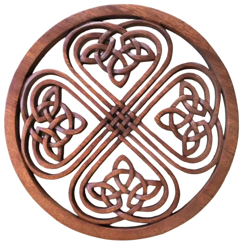 Four Leaf Clover Celtic Knot Wood Carving