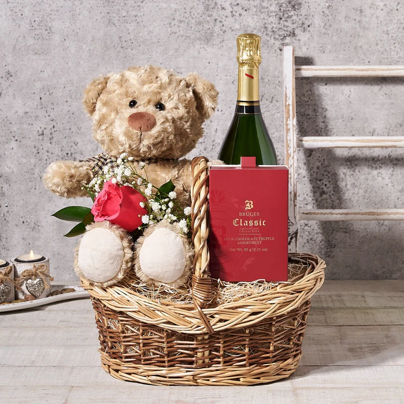 Bear & Bubbly Valentine's Gift Basket